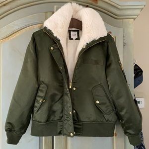 Hunter green, GAP bomber coat.